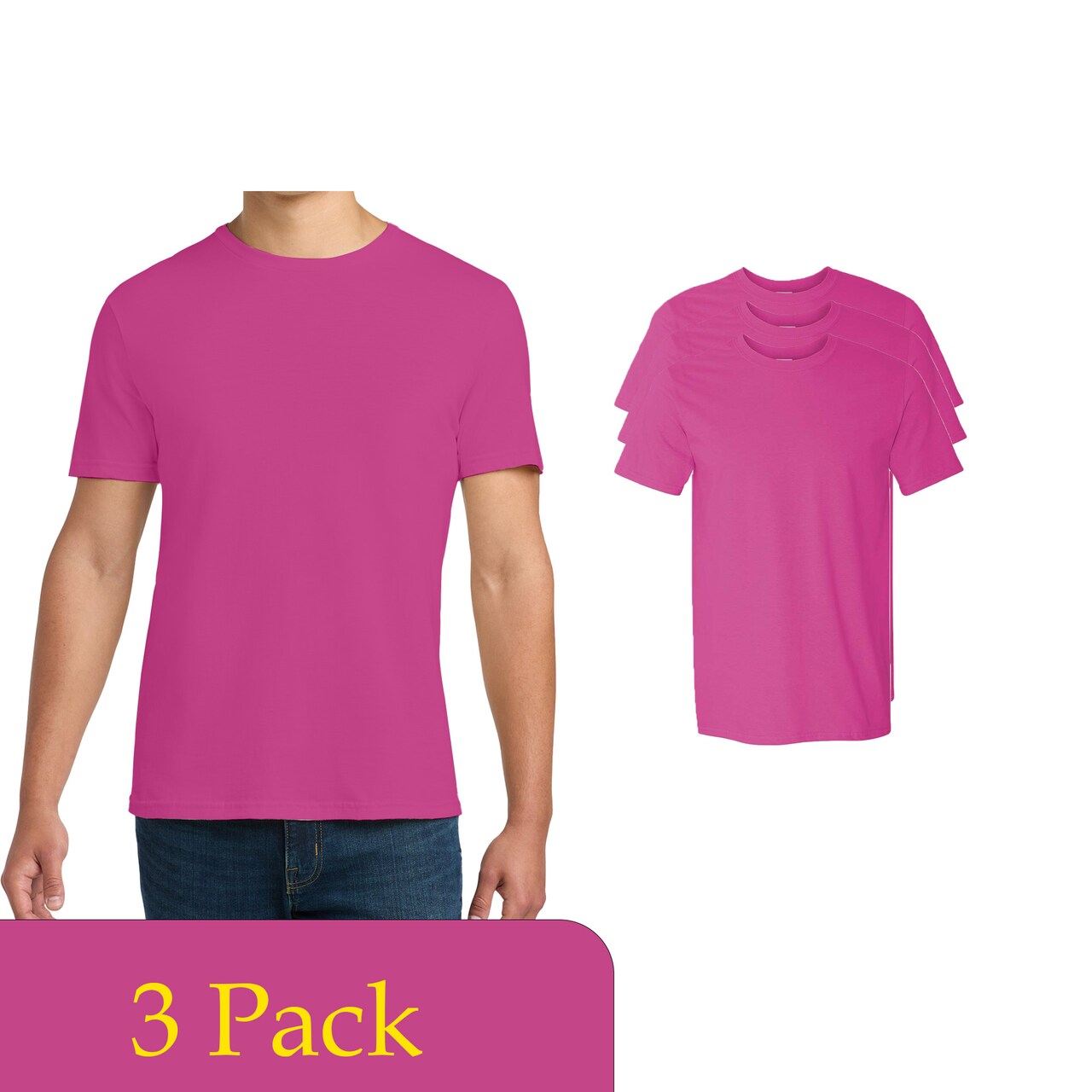 Gildan Unisex Softstyle Plain T-Shirt, Soft Cotton Solid Heliconia Tee Assorted Pack